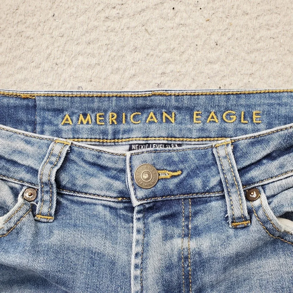 American Eagle Straight Jeans Mens 29x30 Blue Denim Next Level Flex Distressed